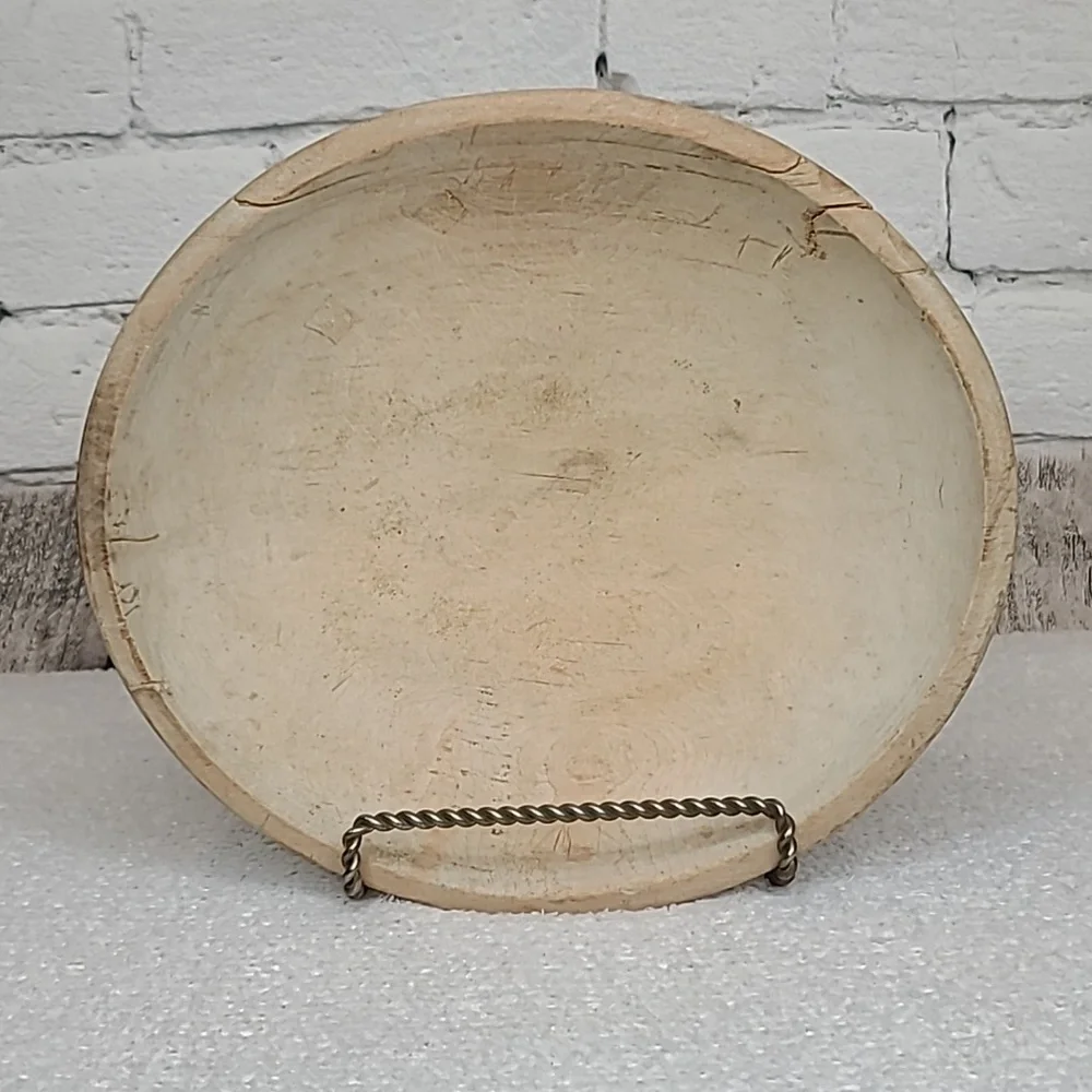 Vintage Farmhouse Mid Century Modern Wooden Large Hand Carved Dough/Salad Bowl